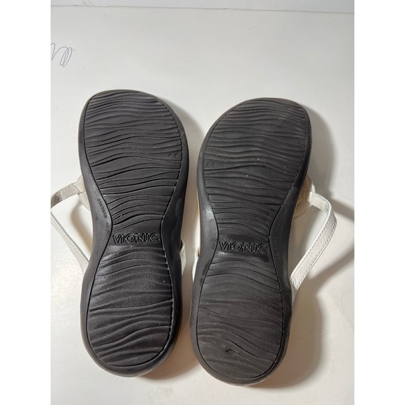 Vionic White and Tan Sandals with Silver Accents - Picture 6 of 7